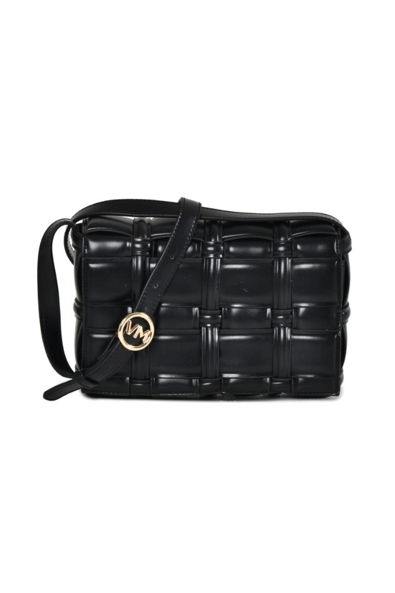 Bolsa Via Marte Tiracolo Trançada Feminina Preta
