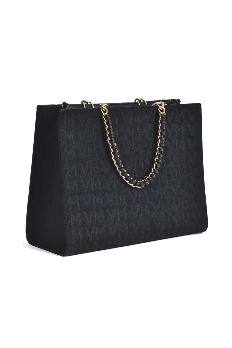 Bolsa Via Marte Veludo Jacquard Feminina Preta