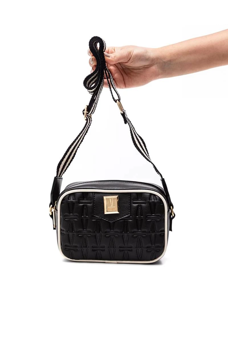 Bolsa Vizzano Tag Logo Transversal Feminina Preta