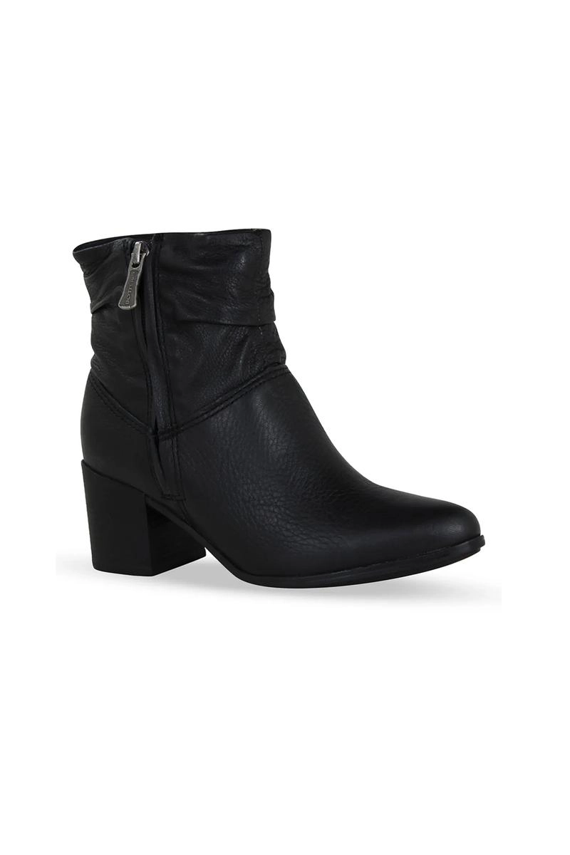 Bota Bottero Cano Baixo Couro Burnish Feminina Preta