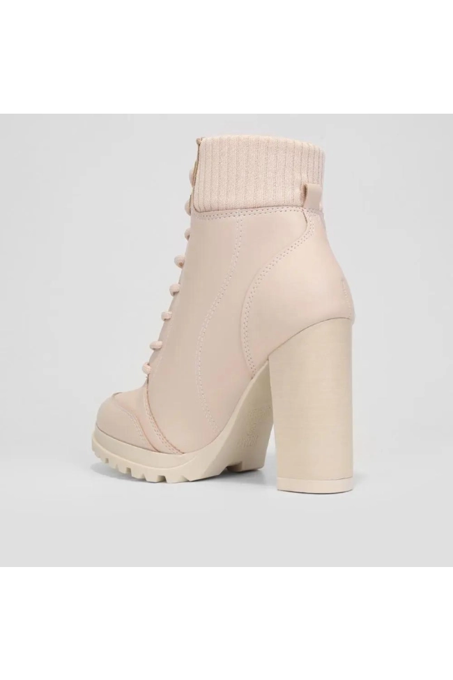 Produto Bota Coturno Feminino Salto Bloco Napa Berlim Knit Creme Vizzano