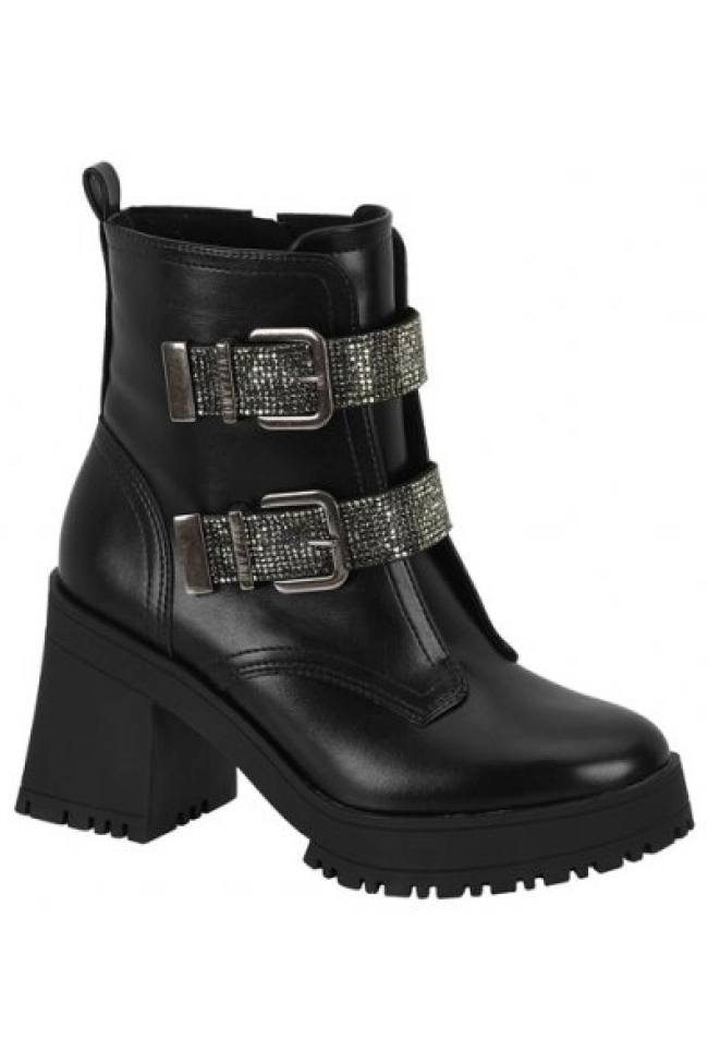 Bota feminina cano curto com salto e fivela Vizzano Produto Bota feminina cano curto com salto e fivela Vizzano