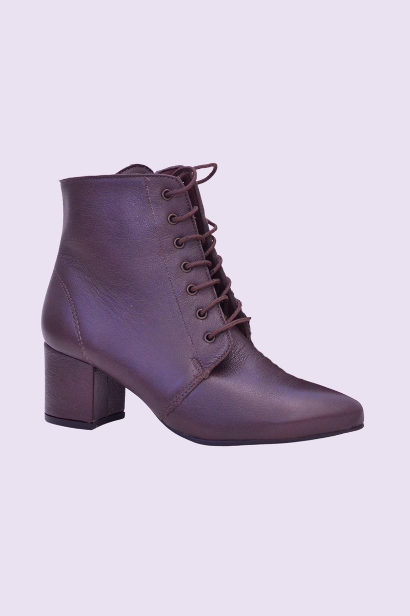 Produto - Bota Gabip de Couro com Cadarço Feminina Café