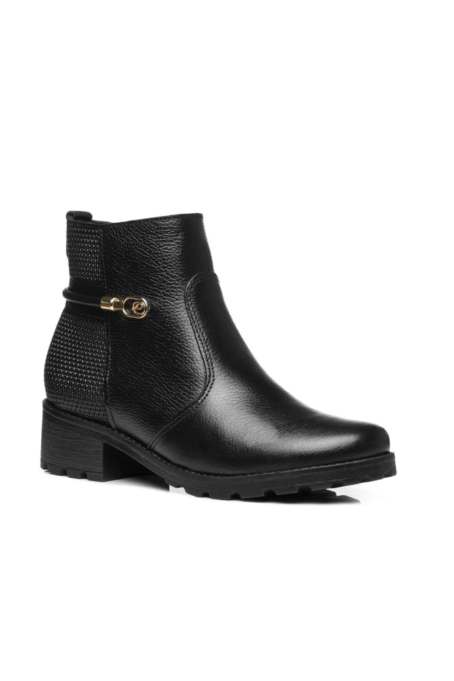 Produto Bota Pegada Feminina em Couro Preta Cano Curto