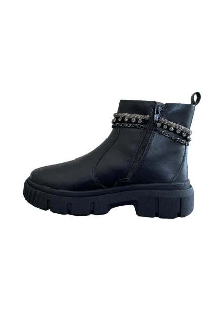 Produto Bota Ramarim Coturno Brilho Feminina Preta