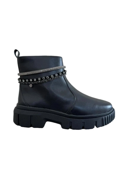 Produto Bota Ramarim Coturno Brilho Feminina Preta