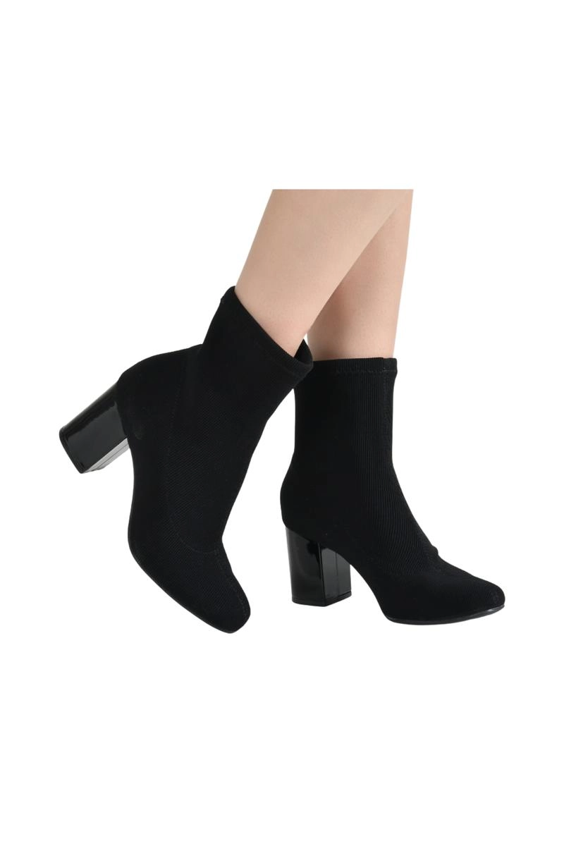 Produto Bota Via Marte Cano Curto Malha Salto Feminina Preta