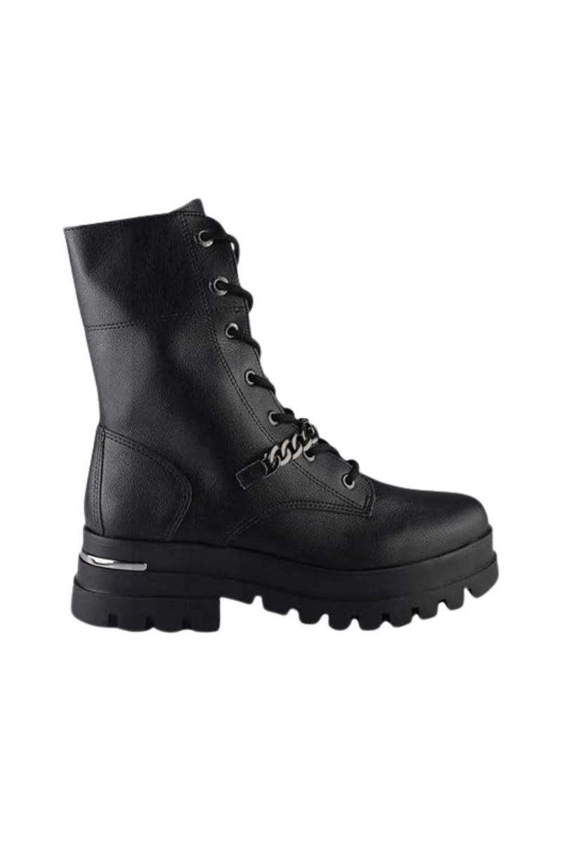 Bota Via Marte Coturno Corrente Prateada Feminina Preta
