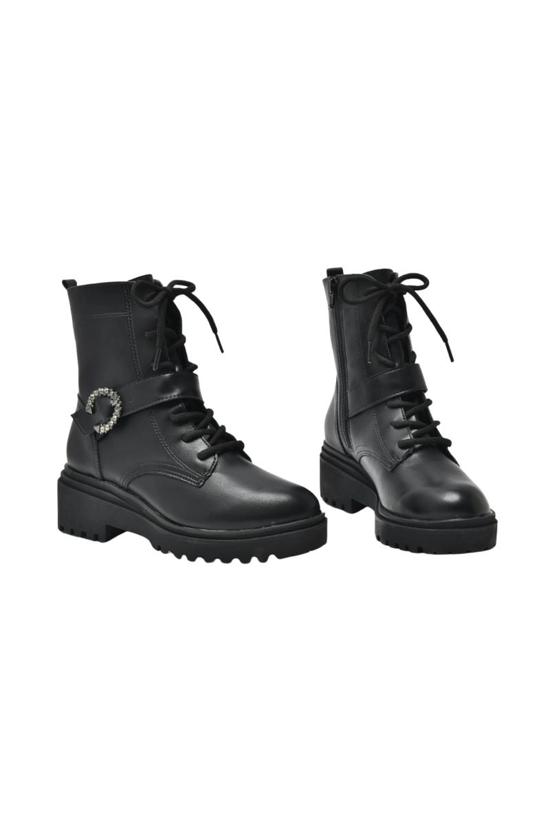 Produto Bota Via Marte Coturno Fivela Brilho Feminina Preta