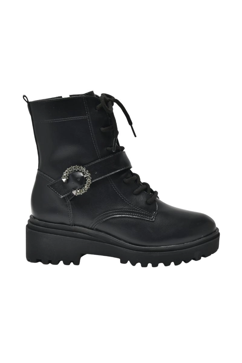 Bota Via Marte Coturno Fivela Brilho Feminina