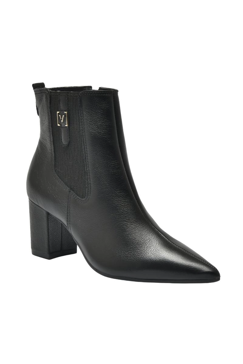 Bota Via Marte Couro Atenas Cano Curto Feminina Preta