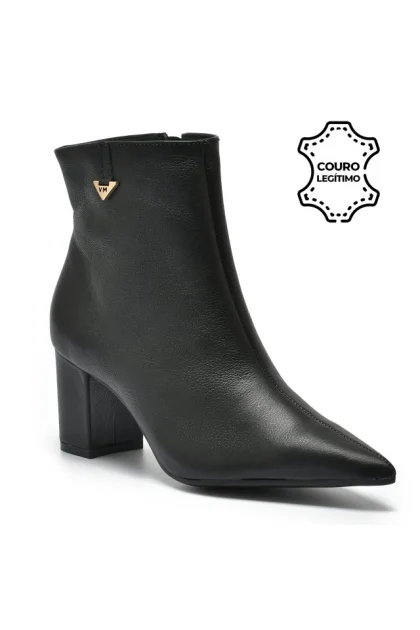 Produto - Bota Via Marte Couro Atenas Cano Curto Feminina Preta