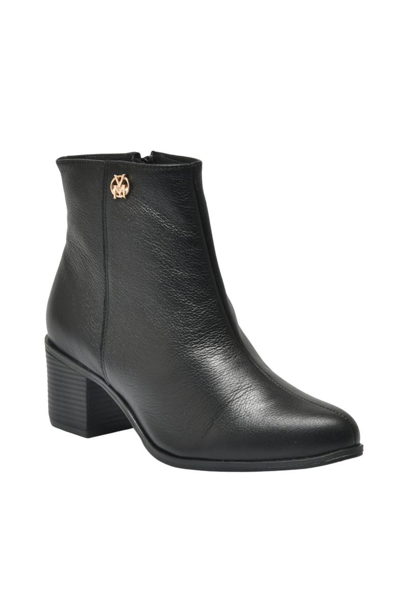 Bota Via Marte Couro Atenas Feminina Preta