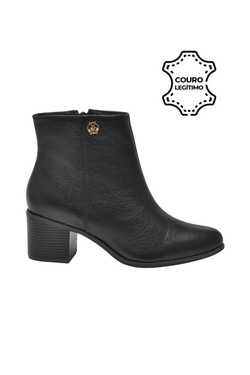 Bota Via Marte Couro Atenas Feminina Preta