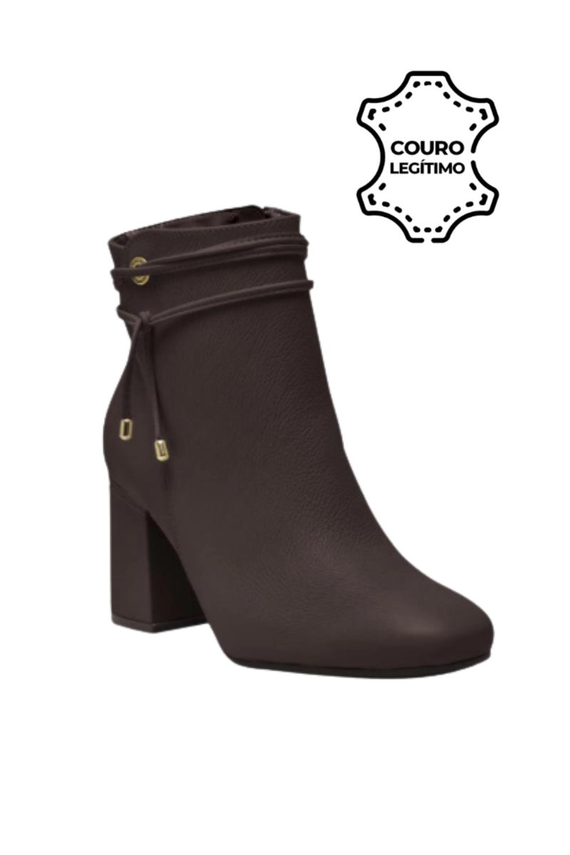 Bota Via Marte Couro Cano Curto Feminina