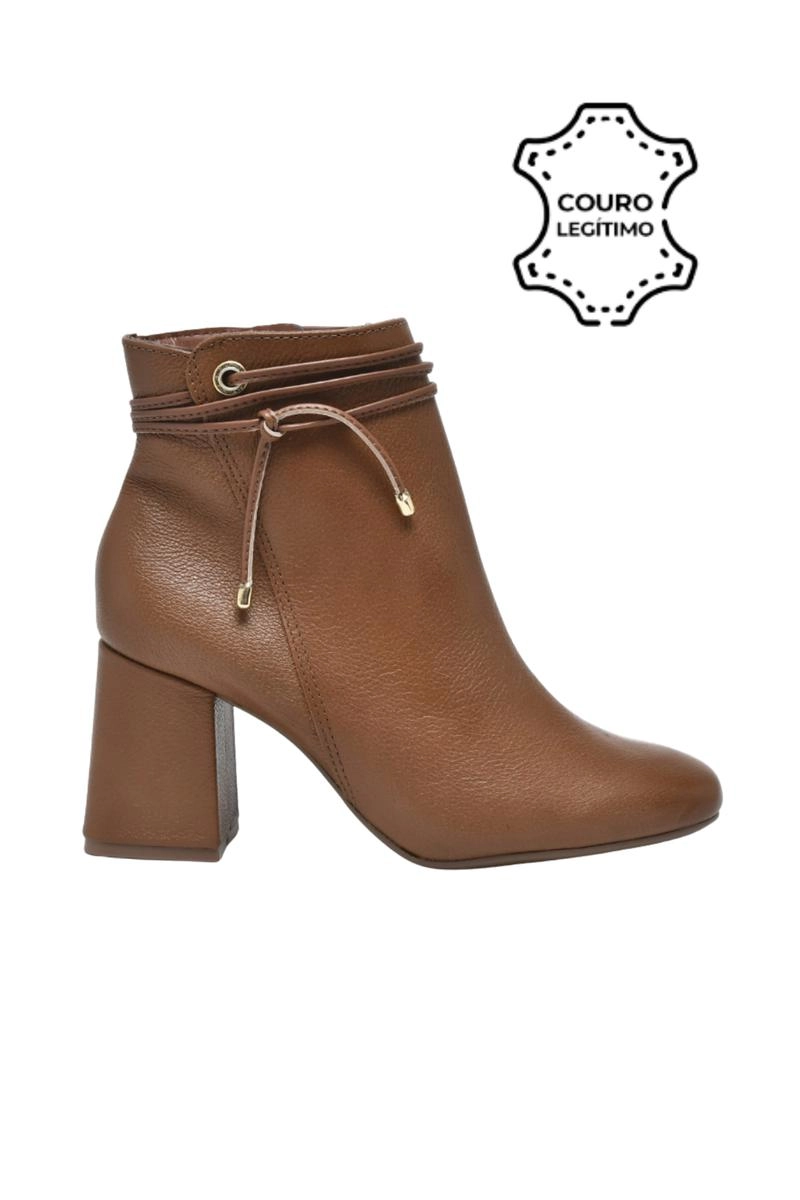 Bota Via Marte Couro Cano Curto Feminina