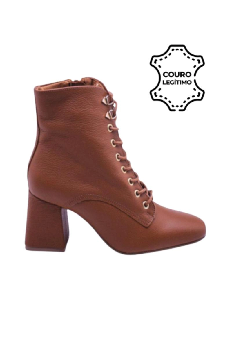 Bota Via Marte Couro Cano Curto Feminina