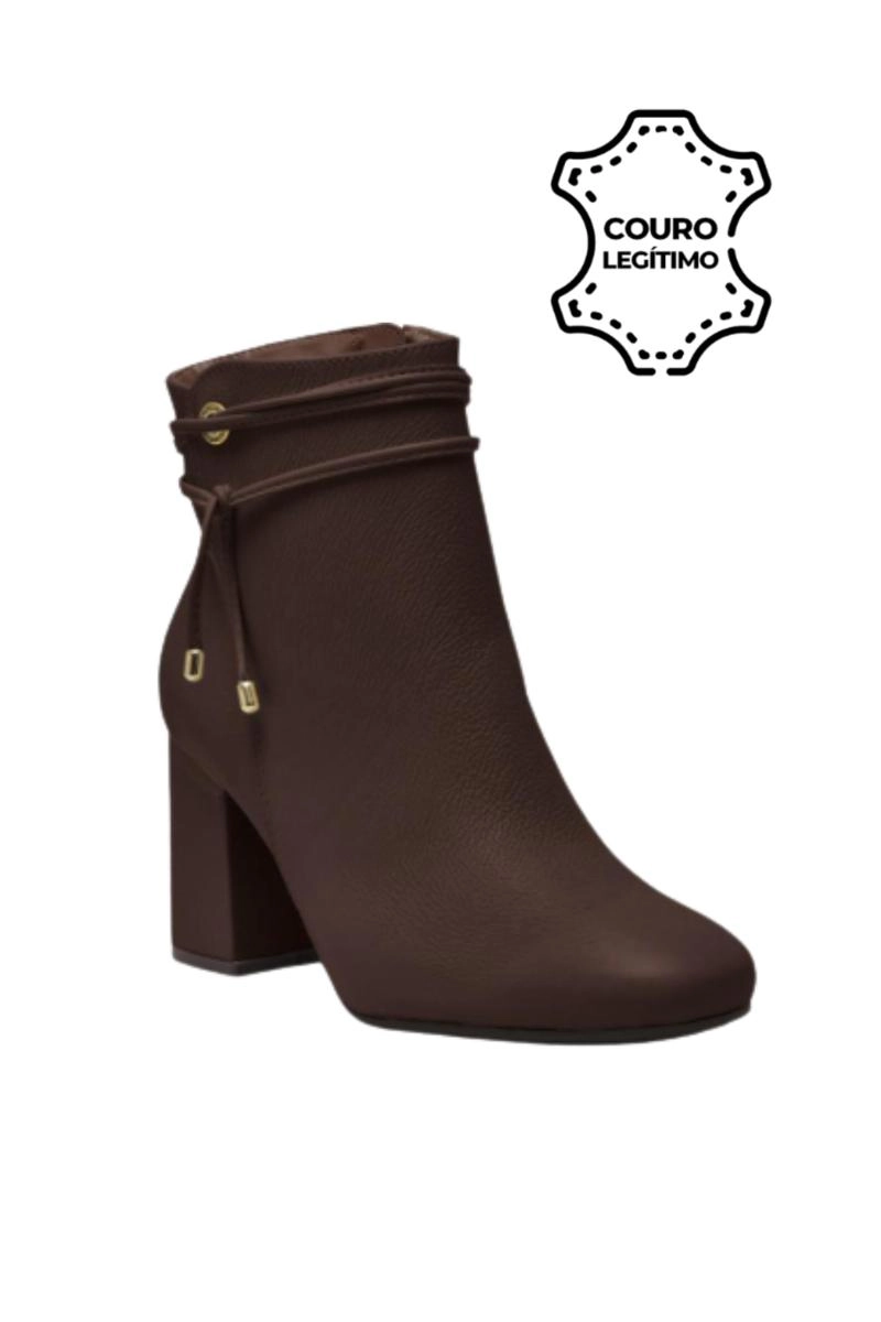 Bota Via Marte Couro Cano Curto Feminina