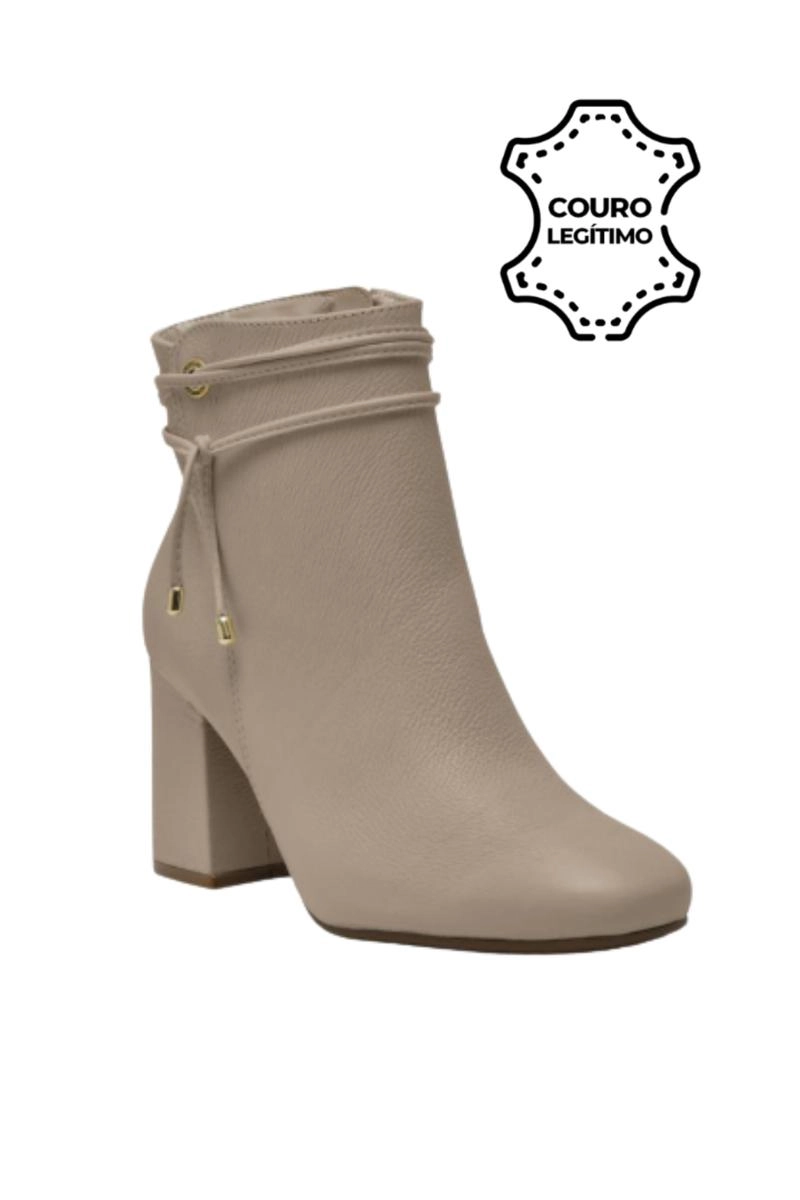 Bota Via Marte Couro Cano Curto Feminina
