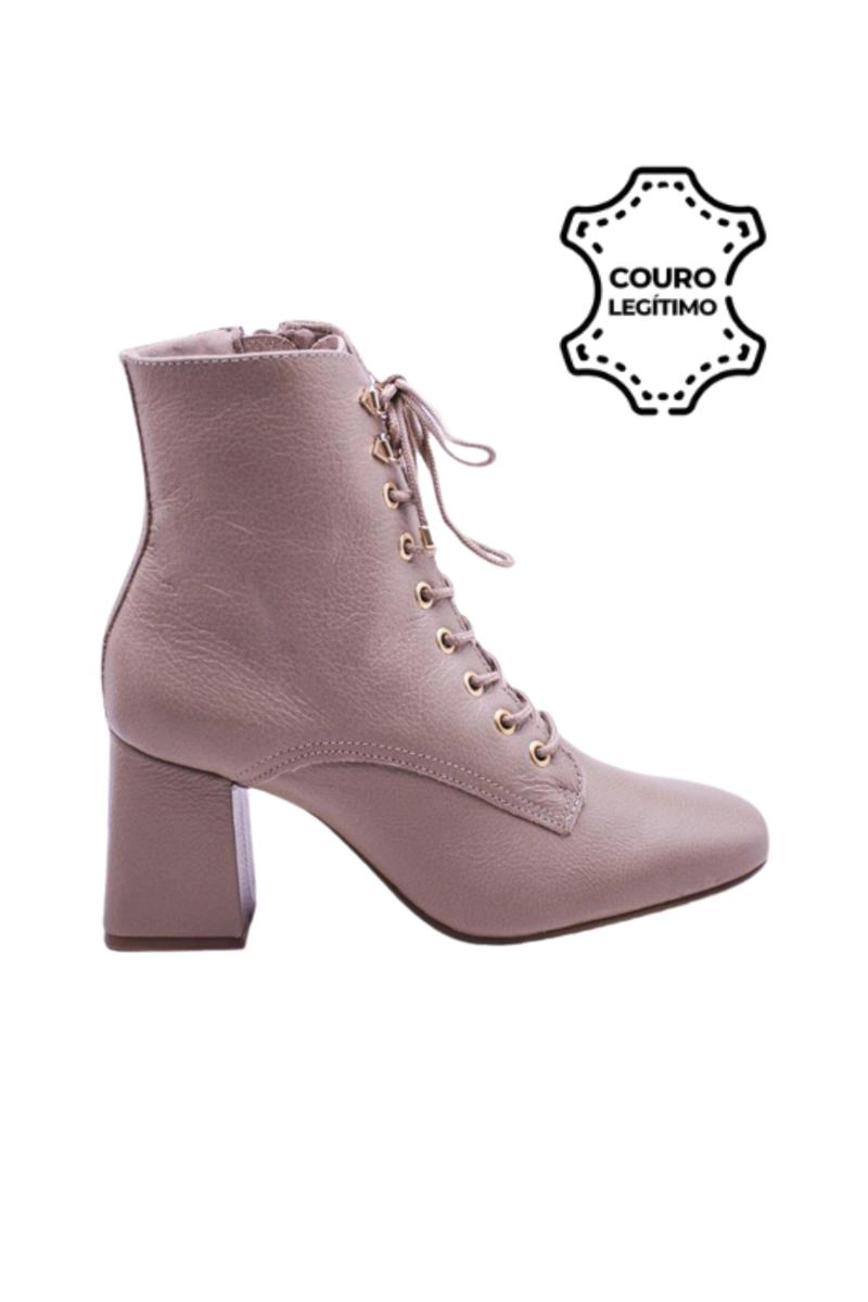 Bota Via Marte Couro Cano Curto Feminina