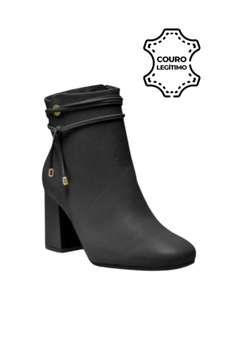 Bota Via Marte Couro Cano Curto Feminina