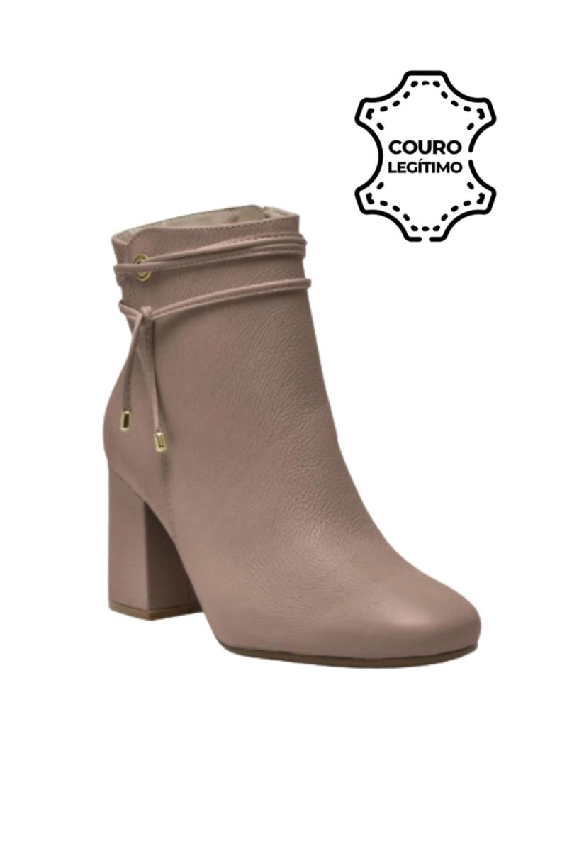 Bota Via Marte Couro Cano Curto Feminina
