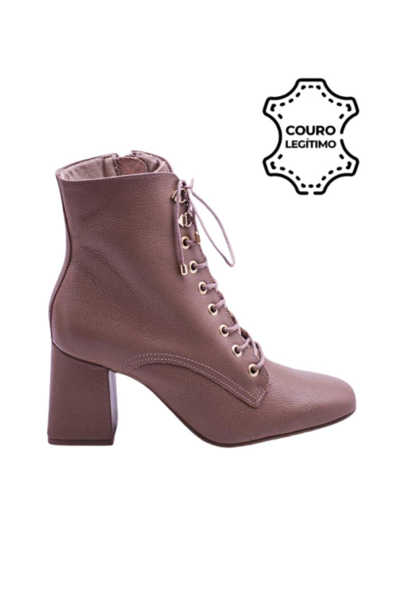 Bota Via Marte Couro Cano Curto Feminina