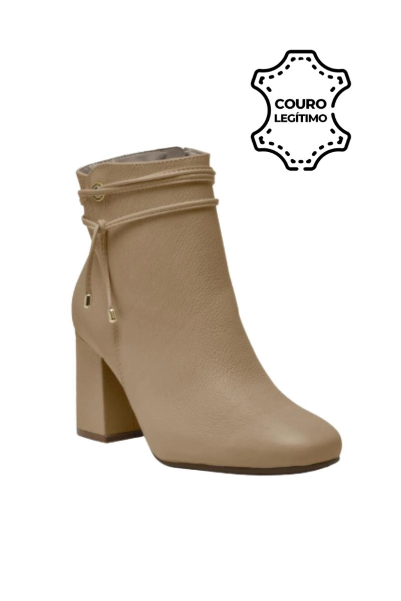 Bota Via Marte Couro Cano Curto Feminina