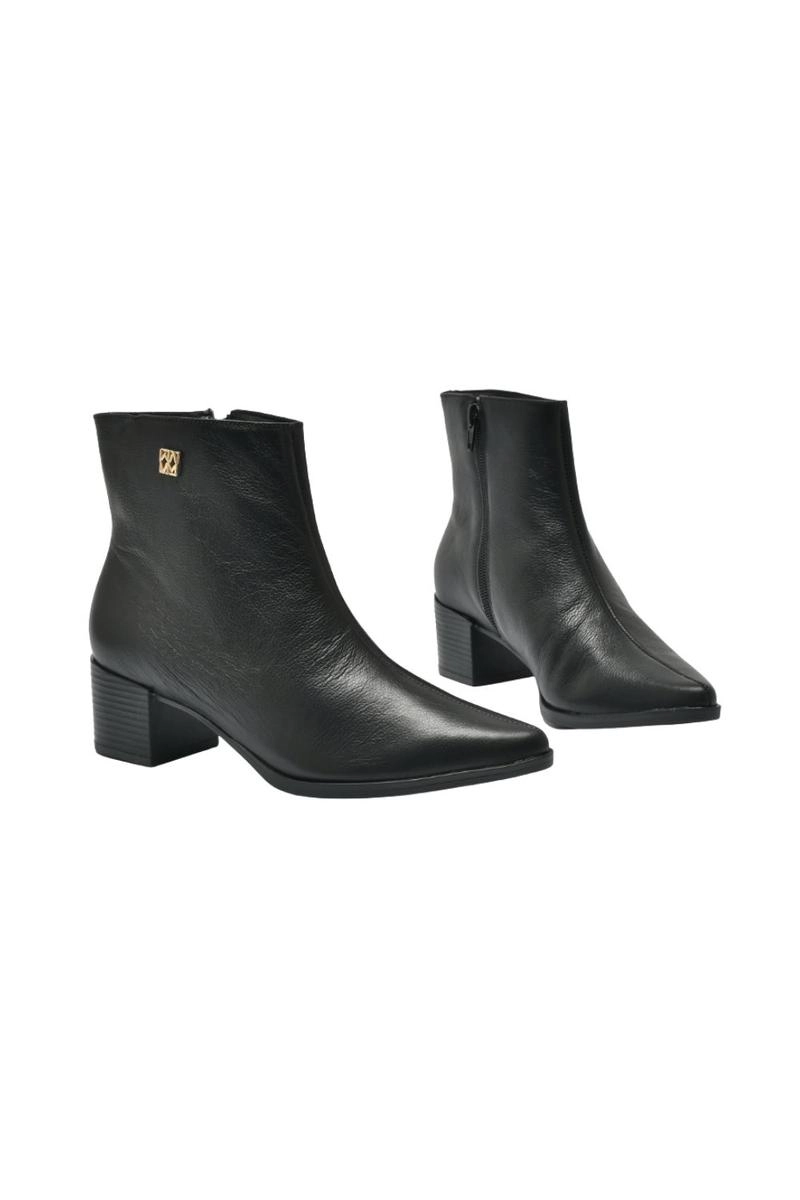 Produto Bota Via Marte Couro Cano Curto Saltinho Feminina Preta