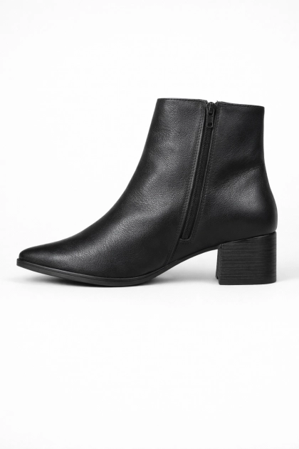 Produto Bota Via Marte Couro Salto Bloco Cano Curto Feminina Preta