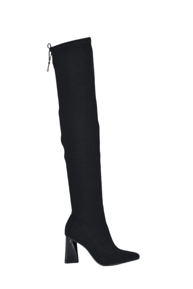 Bota Via Marte Over Amarração Lycra Feminina Preta