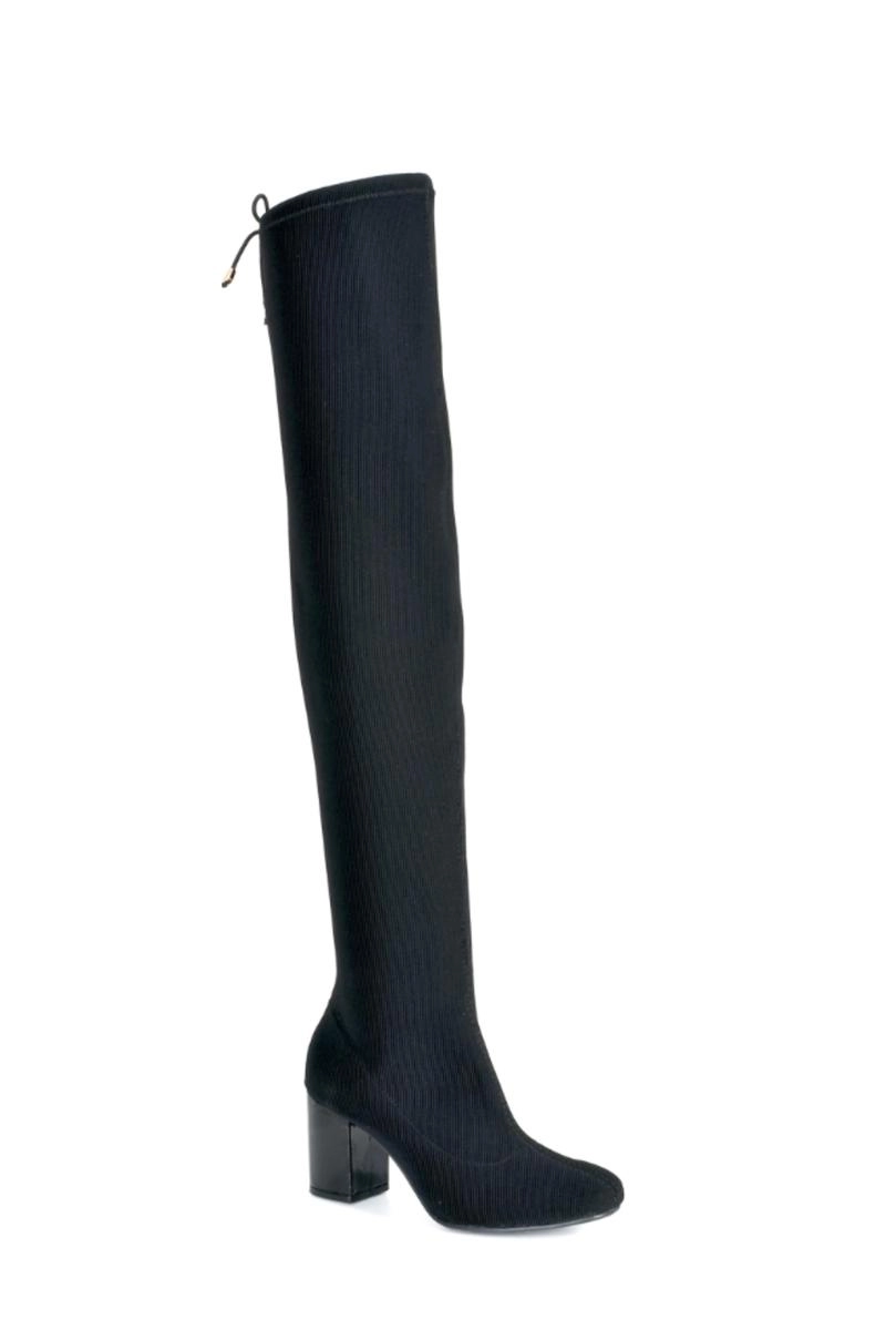 Bota Via Marte Over Lycra Salto Bloco Feminina Preta