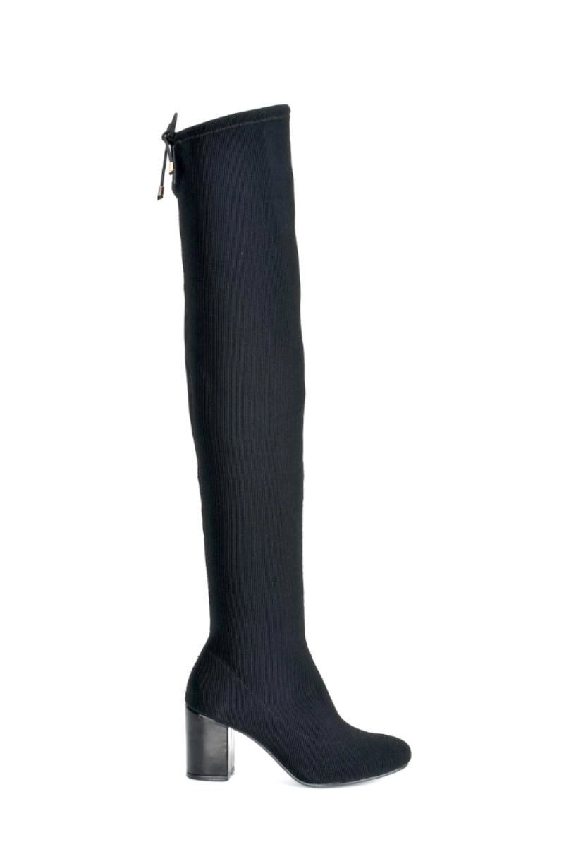 Bota Via Marte Over Lycra Salto Bloco Feminina Preta