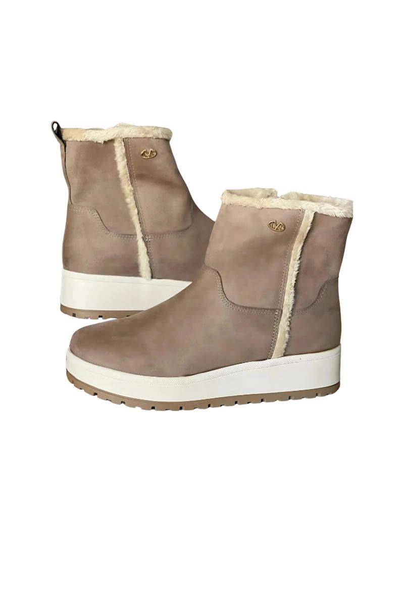 Bota Via Marte Pele Camurça Feminina Noz Moscada