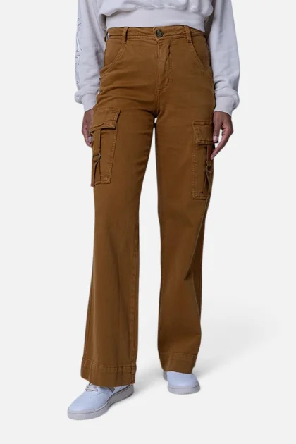 Calça Feminina Sarja Wide Leg Cargo Produto Calça Feminina Sarja Wide Leg Cargo