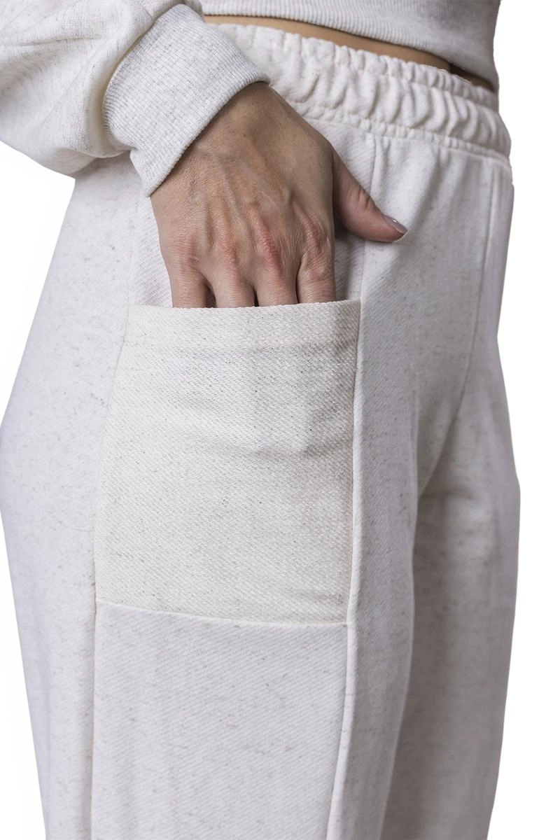 Calça de Moletom Dezali Wide Leg Cor Natural