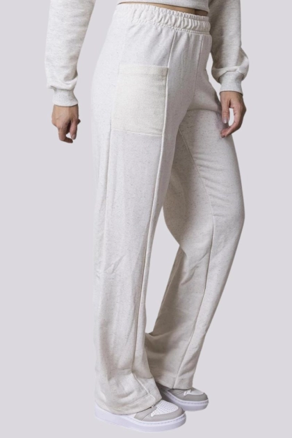 Produto - Calça de Moletom Dezali Wide Leg Cor Natural