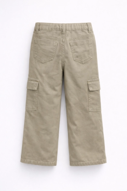 Calça Garota Lua Sarja Cargo Infantil Feminina Caqui Produto Calça Garota Lua Sarja Cargo Infantil Feminina Caqui
