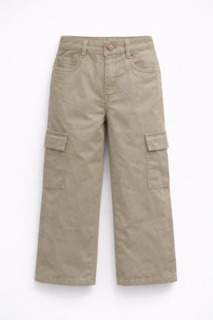 Calça Garota Lua Sarja Cargo Infantil Feminina Caqui Produto Calça Garota Lua Sarja Cargo Infantil Feminina Caqui