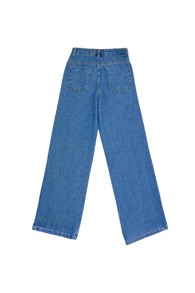 Produto Calça Garota Lua Wide Leg Juvenil Feminina Azul Claro