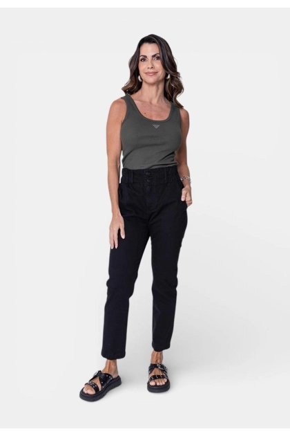Produto - Calça Lee Sarja Mom Feminina Preta