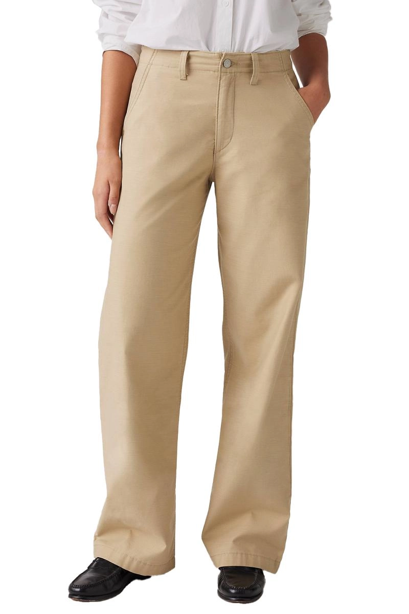 Calça Levis Wide Leg Sarja Feminina Bege