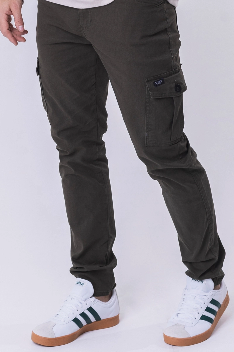 Produto - Calça Max Denim Cargo Sarja Masculina Verde