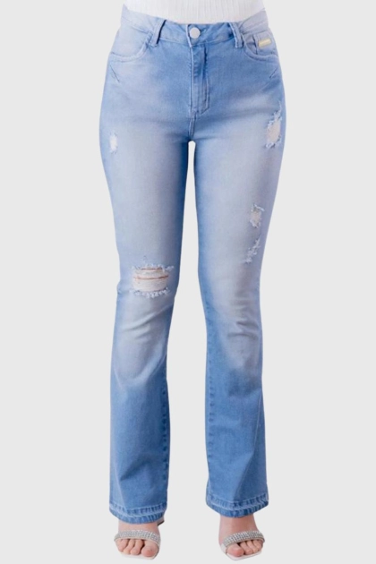 Calça Max Denim Flare Feminina Jeans Claro Produto - Calça Max Denim Flare Feminina Jeans Claro
