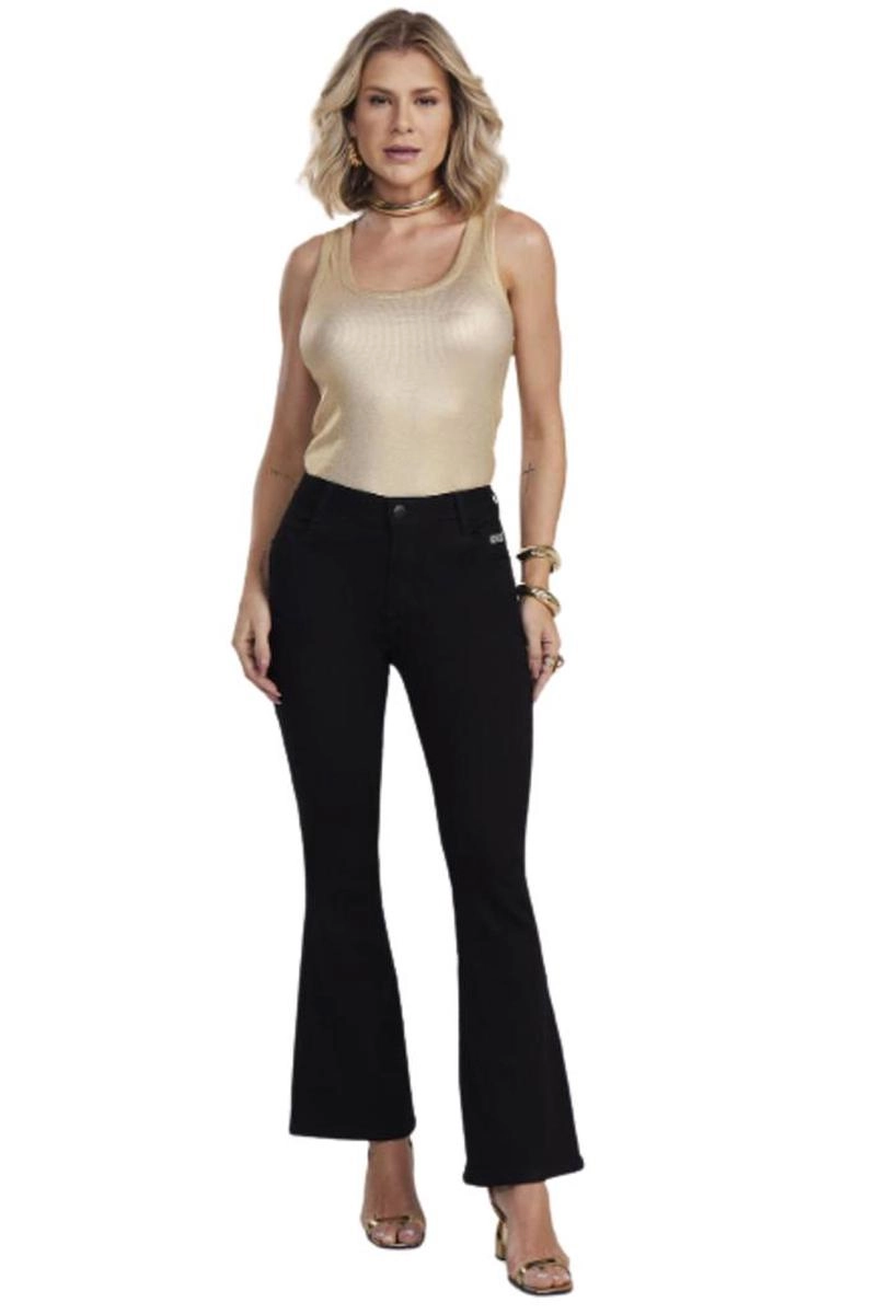 Calça Max Denim Flare Sarja Feminina