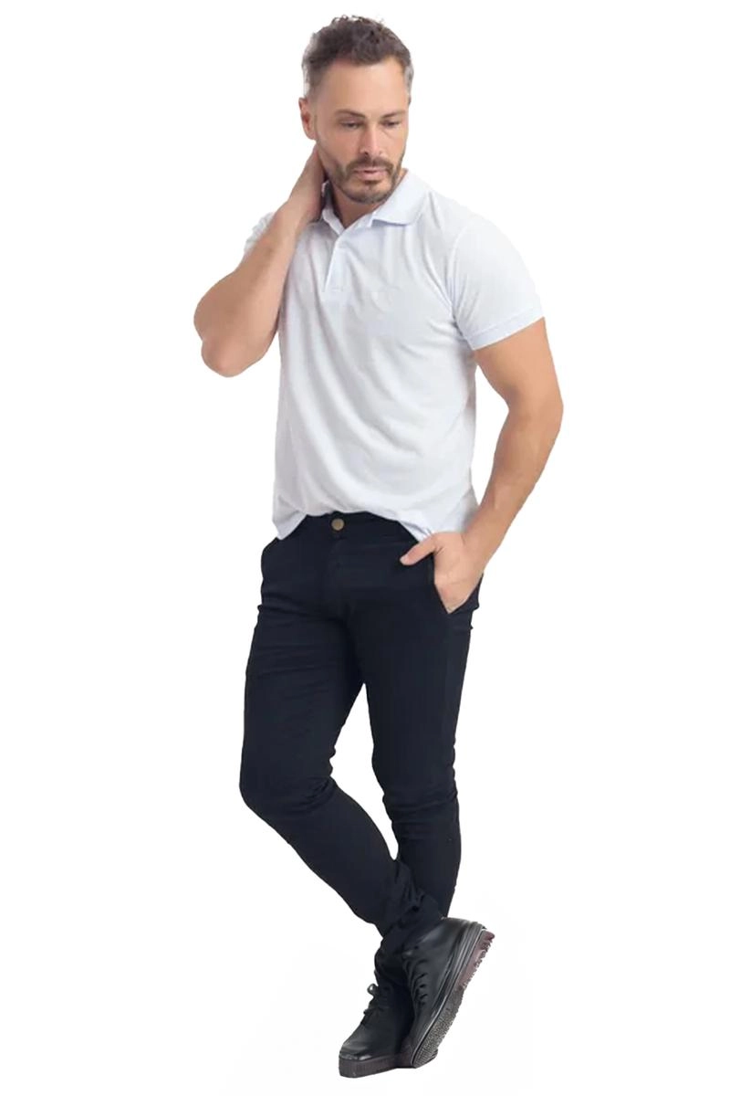 Calça Max Denim Sarja Bolsos Faca Masculina