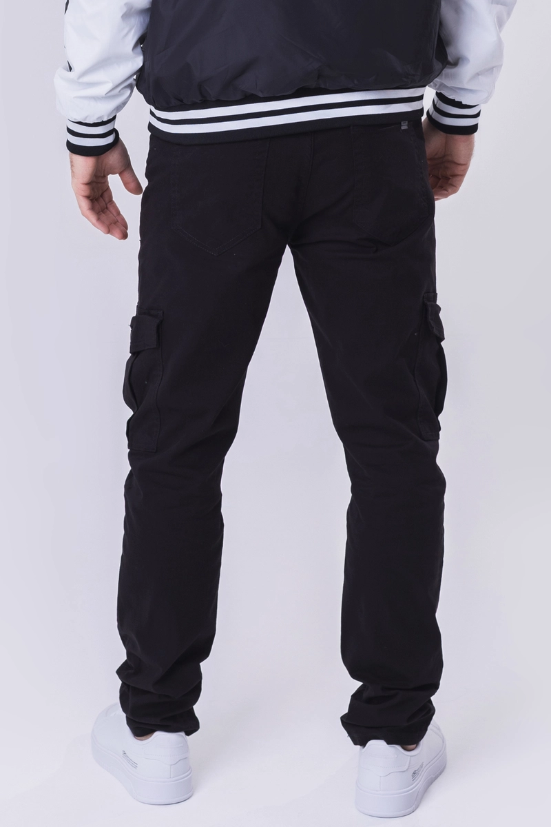 Calça Max Denim Sarja Cargo Masculina Preto