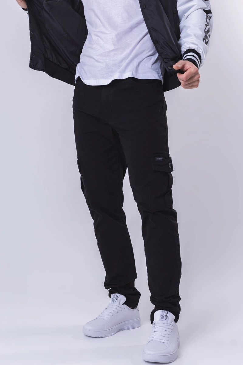 Calça Max Denim Sarja Cargo Masculina Preto
