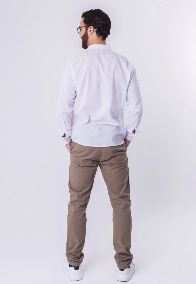 Calça Max Denim Sarja Fit Masculina Areia 