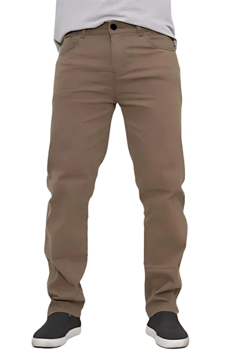 Calça Max Denim Sarja Masculina Kaki